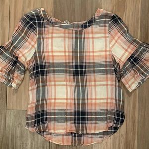 Women’s Nordstrom Susina Plaid Tie Back Blouse XS